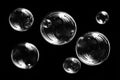 Floating Bubbles on Black Background Royalty Free Stock Photo