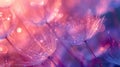 Dandelion Seeds Parachuting on Abstract Blurred Nature Background with Bokeh Pattern Royalty Free Stock Photo