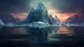 Iceberg sunset in the frigid sea, a breathtaking natural wonder of epic proportions and serene beauty