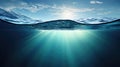 Serene underwater scene bathed in sunlight, a world beneath the sea\'s surface, inviting exploration and wonder