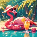 Stylish Flamingo Beach Scene