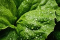 A captivating image capturing the vibrant green leaves as they sparkle with the presence of fresh water droplets, Close-up of Royalty Free Stock Photo