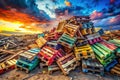A Striking Visual Study of a Broken Pallets Landfill Exploring Decay Texture and the Environmental Impact of Discarded Royalty Free Stock Photo