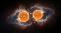 Binary Stars in Cosmic Nebula Royalty Free Stock Photo