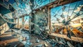 A Digital Canvas of Broken Reflections AIGenerated Surrealism Unveils a Shattered Reality on a Wall Royalty Free Stock Photo