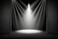 Empty stage with spotlights and curtains. Stage background