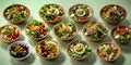 many kind on salad in bowl flat lay in pastel background ai generated