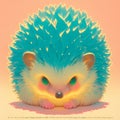 Charming Blue Hedgehog, Illustration Art