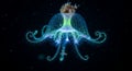 Stunning neon jellyfish with spiral tentacles Royalty Free Stock Photo