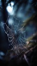 Dewy Spider Web in Morning Light Royalty Free Stock Photo