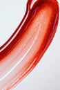 Glossy Red Liquid Swirl with Shimmering Metallic Texture on White Background Royalty Free Stock Photo