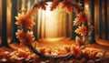 Autumnal Heart-Shaped Wreath in Enchanted Forest, AI Generated Royalty Free Stock Photo