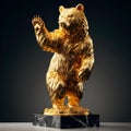 Golden Guardian: The Majestic Bear Sculpture.