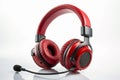 Ai Generative Red headphones isolated on white background with clipping path