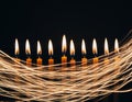 Dynamic Candlelight with Golden Light Trails Royalty Free Stock Photo