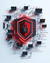 A Powerful Red and Black Shield Symbolizing Unbreakable Cybersecurity and Data Protection Principles for Your Safety