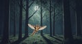 Nocturnal Sugar Glider Gliding Through a Moonlit Forest Royalty Free Stock Photo