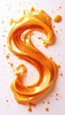 Dynamic swirl of glossy caramel resembling letter S with vibrant texture