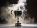 Mystery Unveiled: Smoky Aura around the Dazzling Stainless Steel Trophy Royalty Free Stock Photo