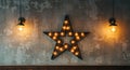 Vintage light up star centerpiece rustic loft design Royalty Free Stock Photo