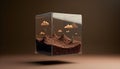 A captivating image featuring a levitating, semi-transparent cube suspended against a backdrop of Royalty Free Stock Photo