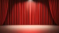 Red Stage Curtain Spotlight Empty Floor Theater Cinema Show Background Royalty Free Stock Photo