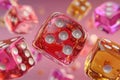 Vibrant Translucent Dice in Motion A Stunning 3D Render Royalty Free Stock Photo