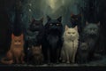 Captivating Image of a Feline Gathering. Generative AI