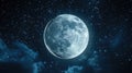 A captivating image of a full moon shining brightly in the night sky, surrounded by wispy clouds. Perfect for adding an Royalty Free Stock Photo