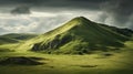 Captivating Image Of Green Grass And Hills With Dramatic Lighting