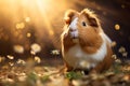 A captivating image of a guinea pig nibbling on hay, demonstrating its gentle nature and love for