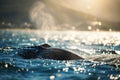 Majestic Humpback Whale Spouting Water at Sunset, AI Generated