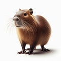 Image of isolated capybara against pure white background, ideal for presentations