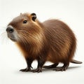 Image of isolated capybara against pure white background, ideal for presentations