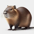 Image of isolated capybara against pure white background, ideal for presentations