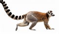Isolated Walking Lemur on White Background Enigmatic Creature Exuding Charm and Grace Amidst a Vivid, Uncluttered Canvas, Ideal Royalty Free Stock Photo