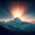 Majestic sunset over the stunning Himalayan mountain range in Nepal Royalty Free Stock Photo