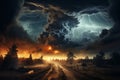 A captivating image of a menacing tornado in the distance, evoking a sense of awe and urgency, emphasizing the need for