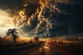 A captivating image of a menacing tornado in the distance, evoking a sense of awe and urgency, emphasizing the need for