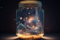 Planet in a glass jar with starry background Royalty Free Stock Photo
