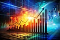 Visualizing Corporate Growth A Dynamic Business Graph Silhouette Illustrates Success in a Vibrant Textured Corporate