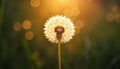 This captivating image portrays a single dandelion seed head transformed into a radiant beacon of Royalty Free Stock Photo