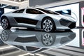 Futuristic super car in an auto dealership generated by ai