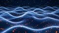 Digital Wave Flow: Abstract Data Visualization with Orange Glow Royalty Free Stock Photo