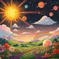 Rainbow Cosmos: Where Space Meets Nature. Royalty Free Stock Photo
