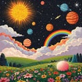 Rainbow Cosmos: Where Space Meets Nature Royalty Free Stock Photo
