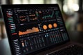 Explore the world of data visualization and analytics. This image showcases a modern laptop displaying vibrant stock Royalty Free Stock Photo