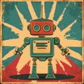 A captivating image of a retro robot dancing is created by combining vibrant graphics and fun illustration Royalty Free Stock Photo