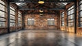 Abandoned Industrial Warehouse with Rustic Charm: Brick Walls, Concrete Floors, & Steel Structure