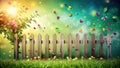An Uncommon Fence Design EyeCatching Asymmetrical Structure with Earthy Tones and Scattered Petals Captured in a Clean